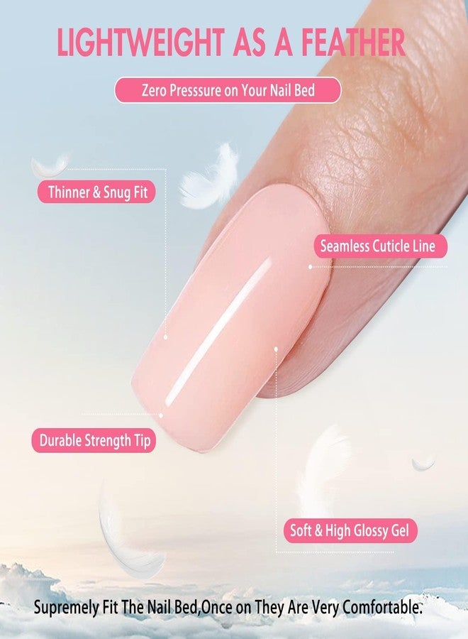 KXAMELIE Medium Coffin Nails - Press Ons, Glue Ons, Reusable 24 Fake Nails - Solid Color, Natural Thick, False Nails for Women - Image 5